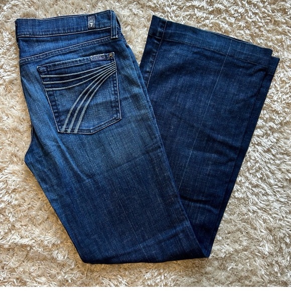 7 For All Mankind Denim - 7 For All Mankind Dark Blue Straight Leg Jeans